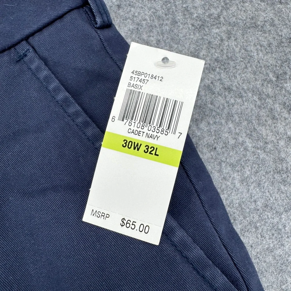 Izod Saltwater Stretch Chino Pants Mens 30x32 Cadet Navy Straight Fit NWT